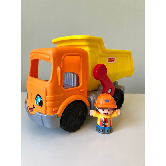Fisher-Price Little People Work Together Dump Truck With Figure and Boulder - Picture 3 of 12